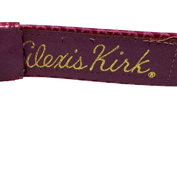 Vintage Alexis Kirk Magenta Snakeskin Belt Oversized Deco Goldtone Bow Signed main image 6